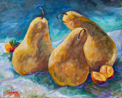 Three Pears and Persimmon