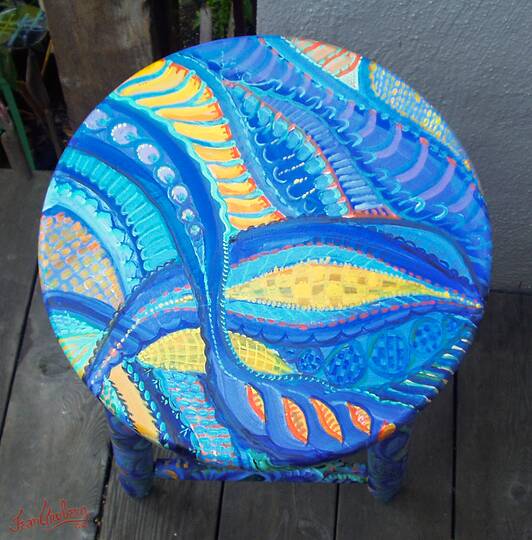 Blue Stool Top