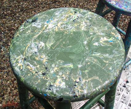 Green Marbled Stool Top