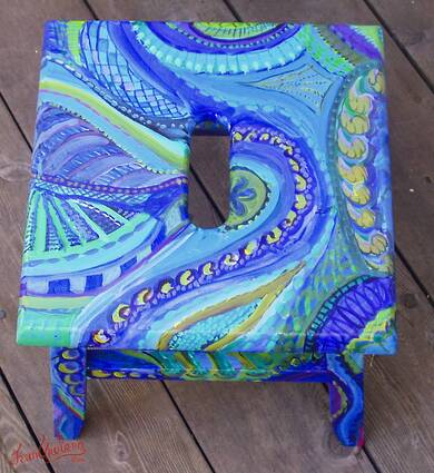 Short Square Blue Stool