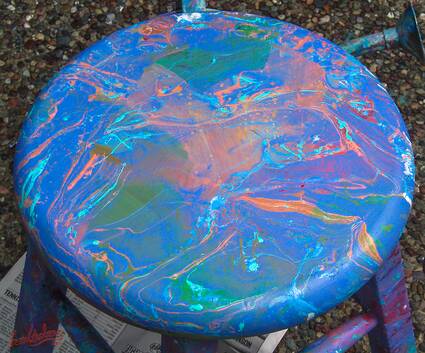 Blue and Orange Marbled Stool Top