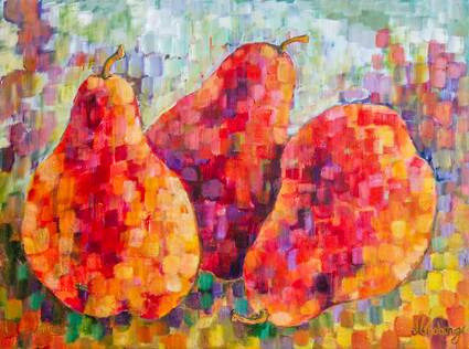 Pixelated Red Pears